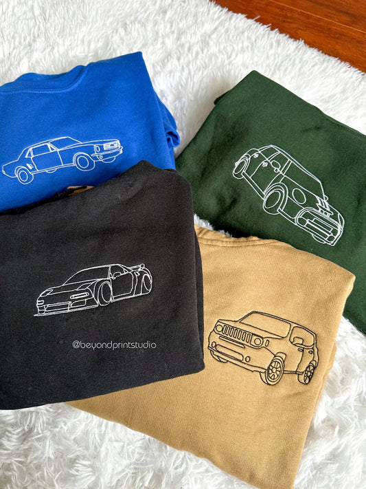 Custom Line Art Car Portrait Sweater