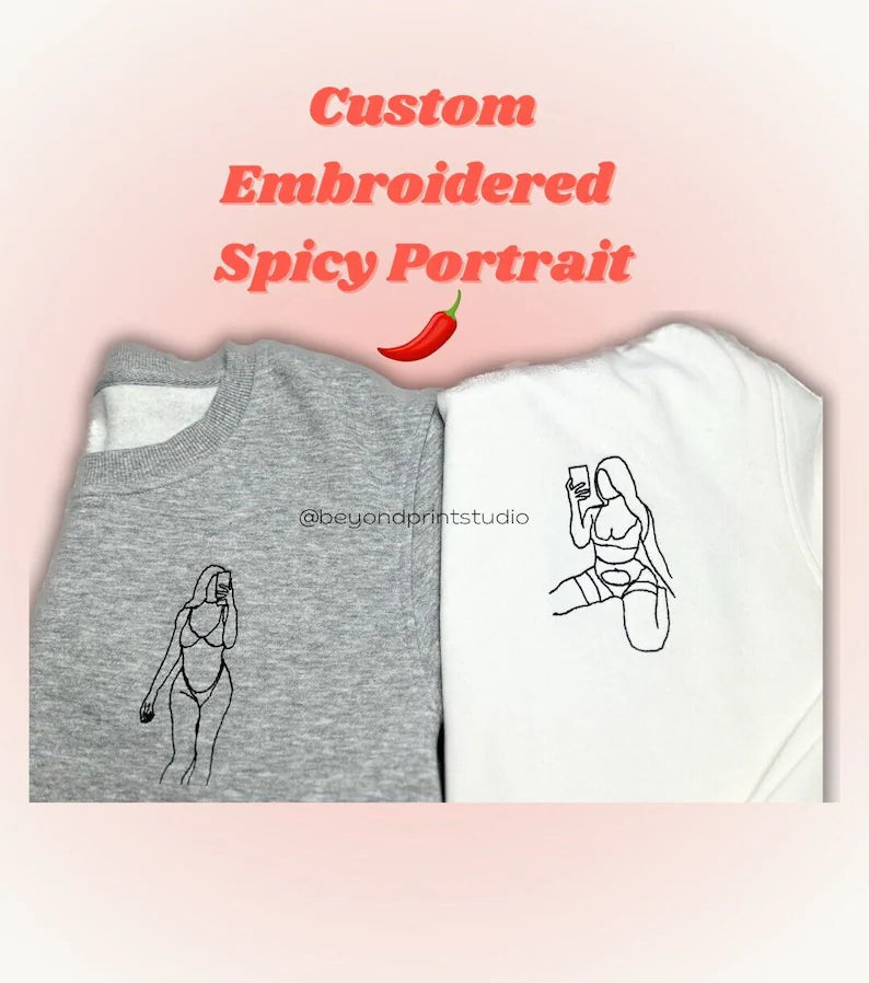 Custom Spicy Line Art Portrait Sweater