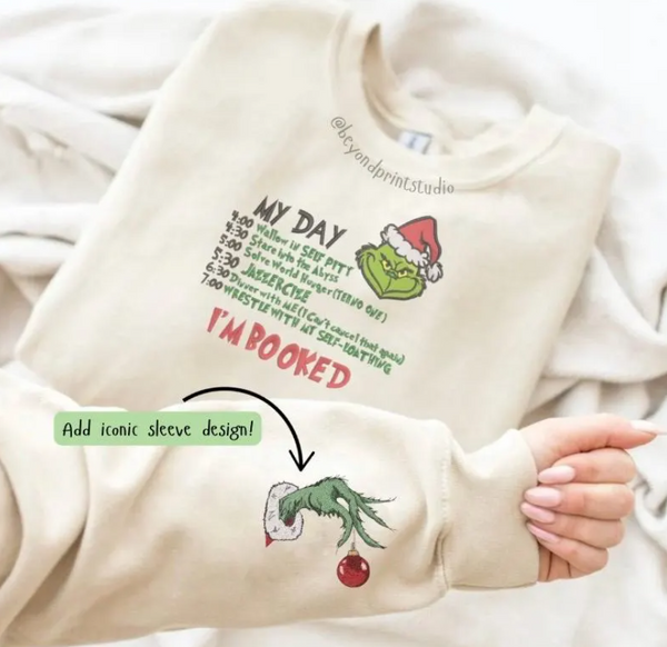 My Day I’m Booked Christmas Sweatshirt, Wallow in Self Pity, Funny Sweatshirt, Whoville, Christmas Embroidered Sweatshirt, Christmas Gift