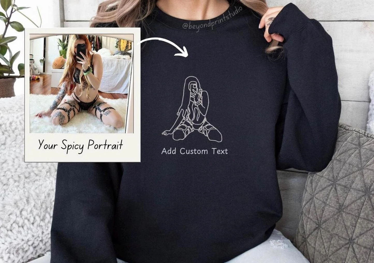Custom Spicy Line Art Portrait Sweater